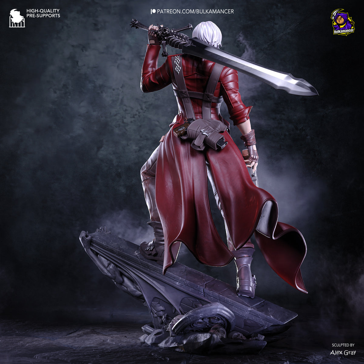 Crimson Coat Demon Hunter Resin Statue – Dark Fantasy Warrior Figure – Model Kit – High Detail Collectible