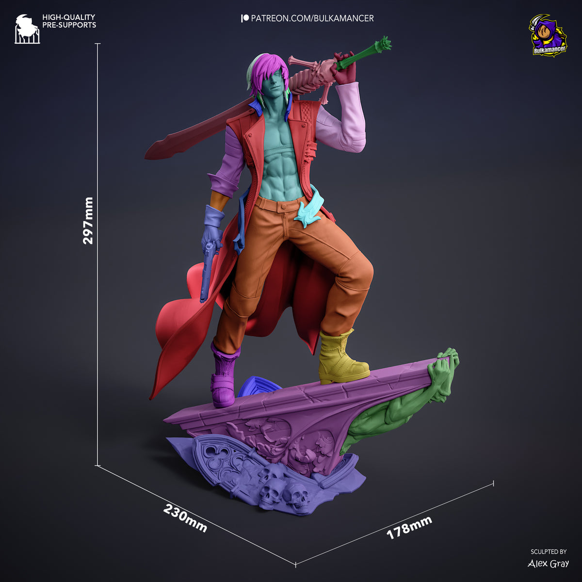 Crimson Coat Demon Hunter Resin Statue – Dark Fantasy Warrior Figure – Model Kit – High Detail Collectible