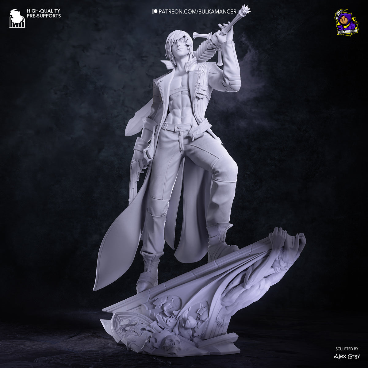 Crimson Coat Demon Hunter Resin Statue – Dark Fantasy Warrior Figure – Model Kit – High Detail Collectible