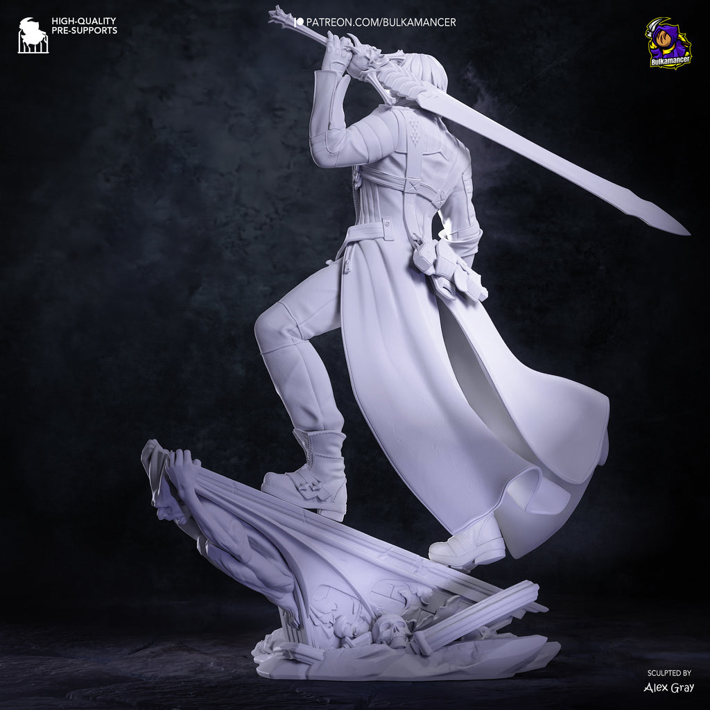 Crimson Coat Demon Hunter Resin Statue – Dark Fantasy Warrior Figure – Model Kit – High Detail Collectible