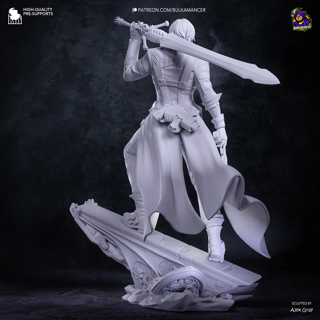 Crimson Coat Demon Hunter Resin Statue – Dark Fantasy Warrior Figure – Model Kit – High Detail Collectible