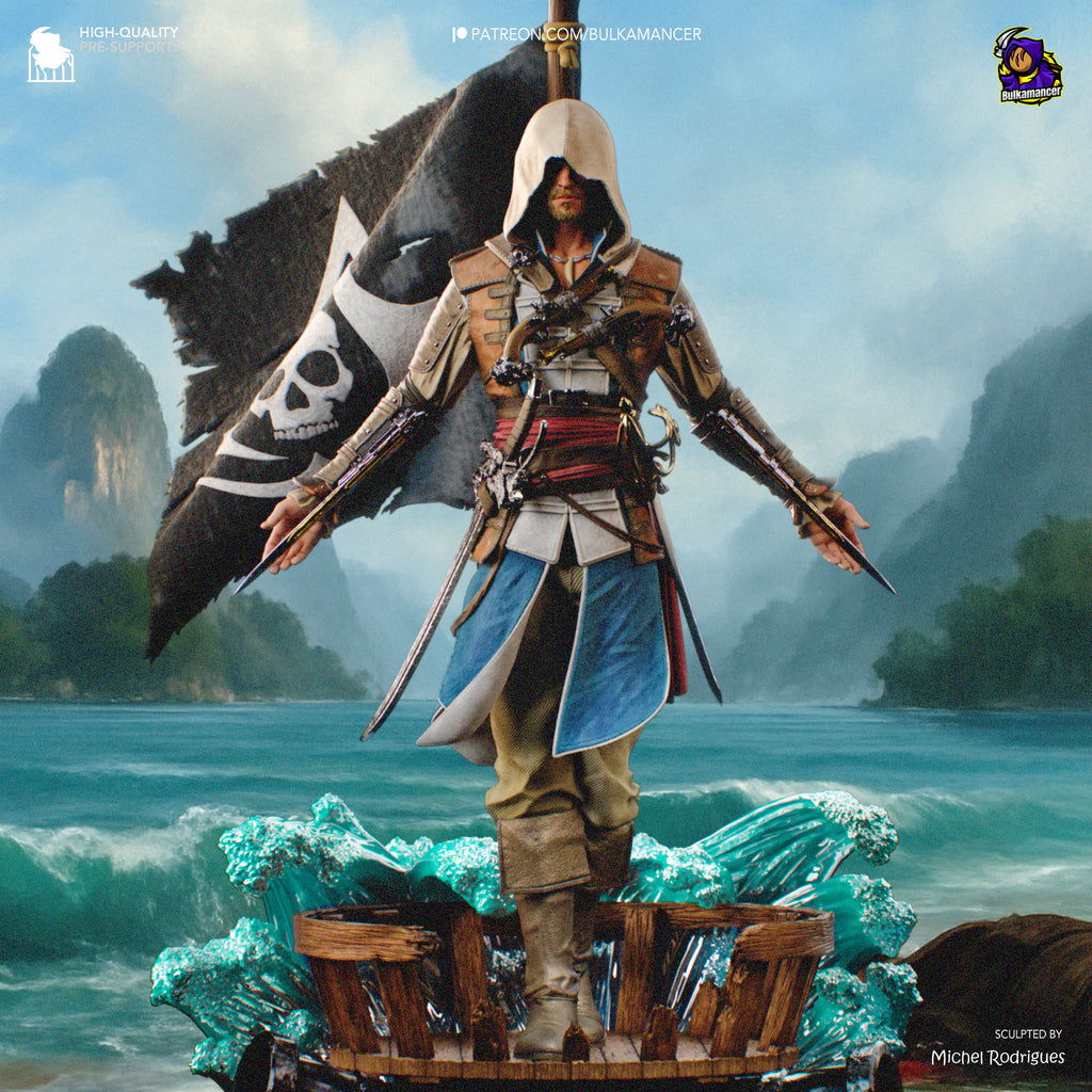 Hooded Pirate Warrior Resin Statue – Caribbean Buccaneer Figure – Model Kit – High Detail Collector Display