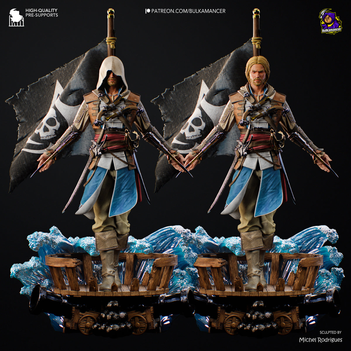 Hooded Pirate Warrior Resin Statue – Caribbean Buccaneer Figure – Model Kit – High Detail Collector Display