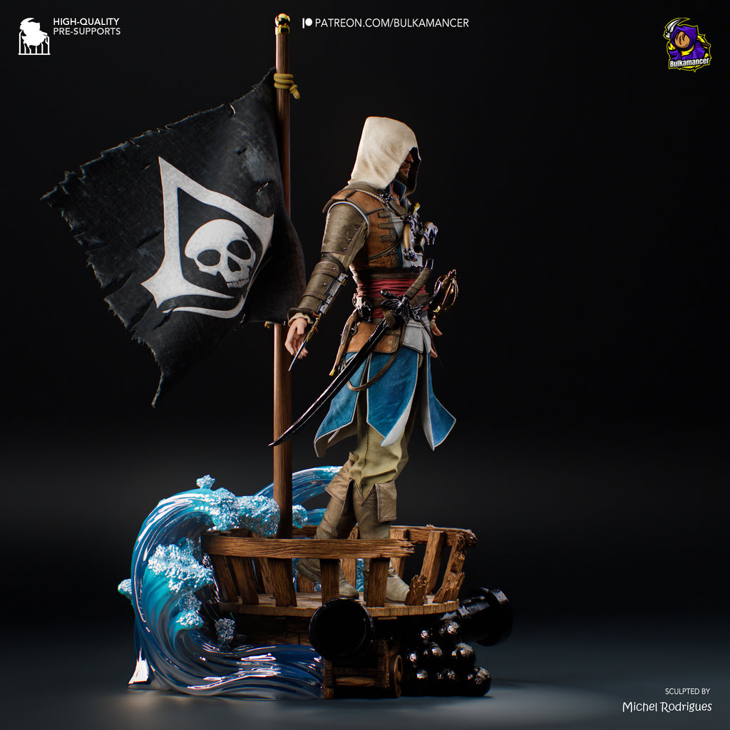 Hooded Pirate Warrior Resin Statue – Caribbean Buccaneer Figure – Model Kit – High Detail Collector Display
