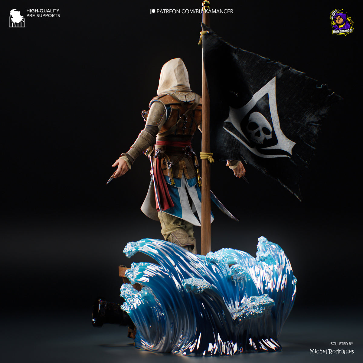 Hooded Pirate Warrior Resin Statue – Caribbean Buccaneer Figure – Model Kit – High Detail Collector Display