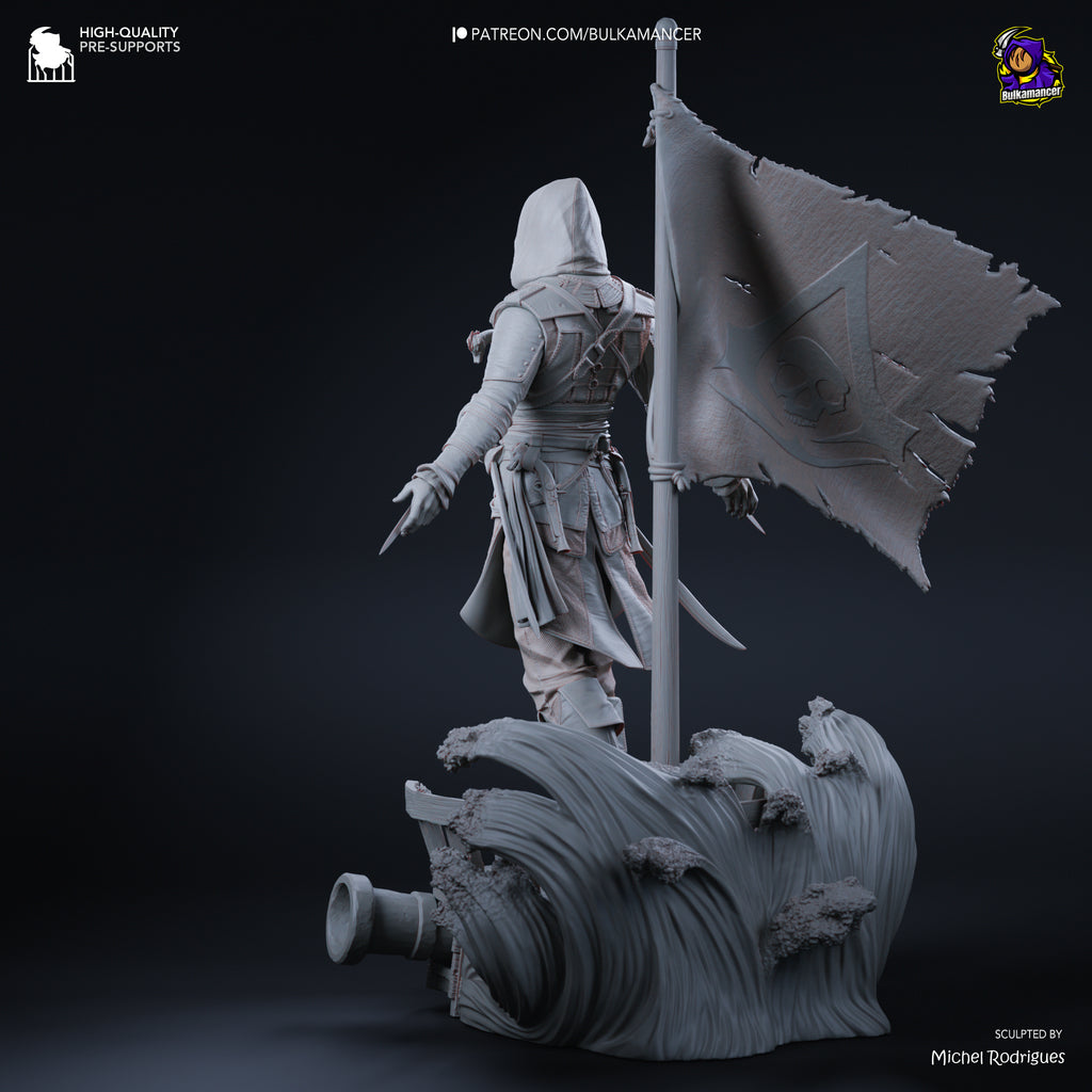 Hooded Pirate Warrior Resin Statue – Caribbean Buccaneer Figure – Model Kit – High Detail Collector Display