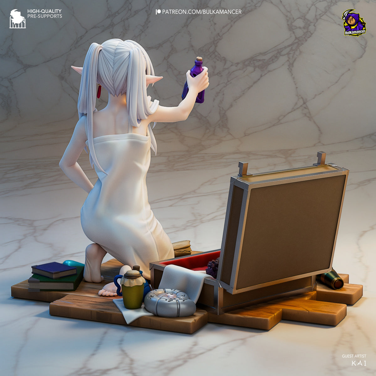Elven Alchemist Resin Statue – Traveling Fantasy Mage Girl Figure – Model Kit – Collector Display
