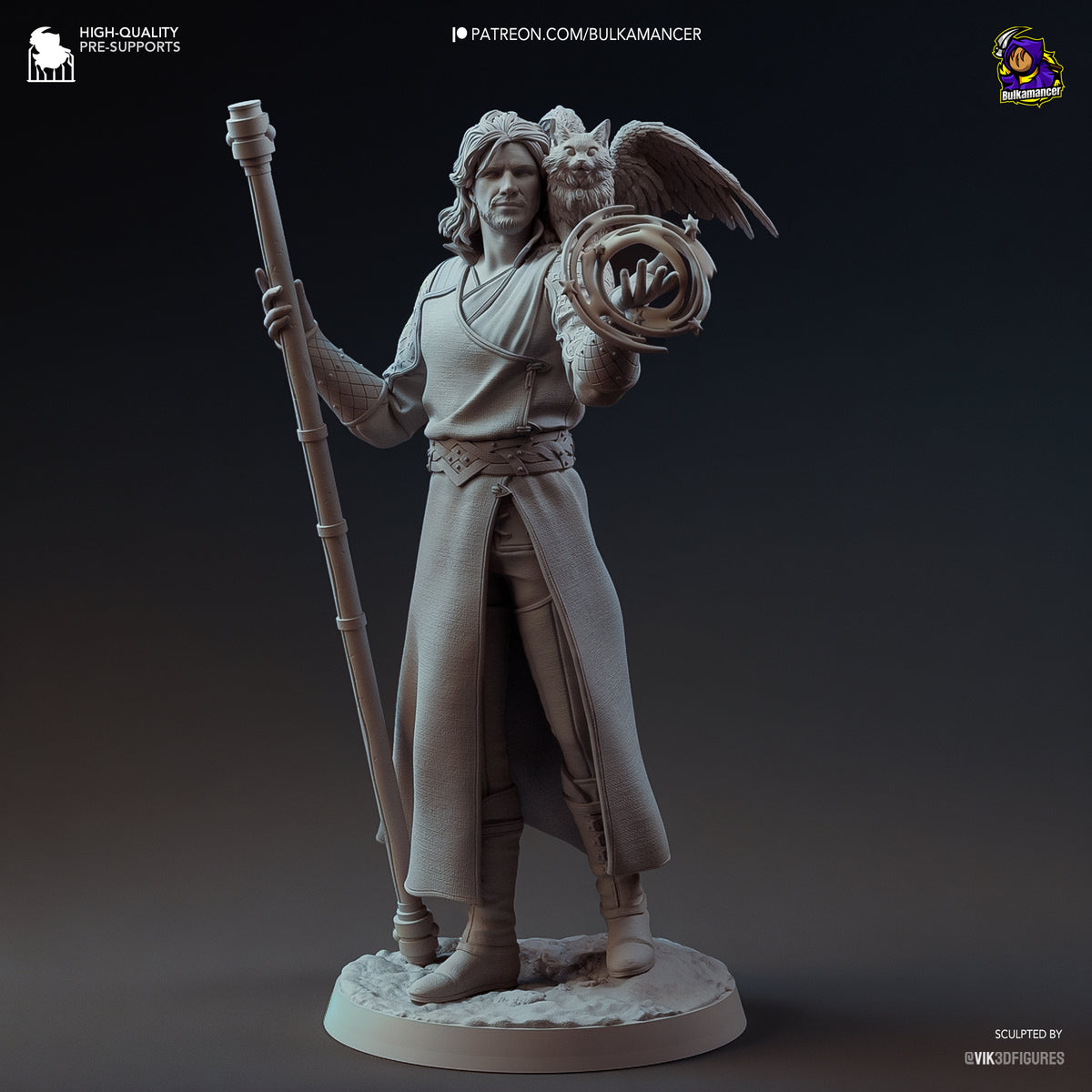 Arcane Scholar Resin Figure – High Fantasy Wizard Statue –  Garage Kit – Premium Collector Display