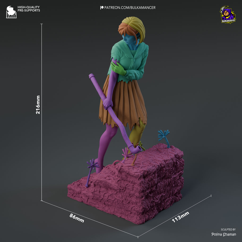 Japanese Horror Schoolgirl Resin Statue – Dark Psychological Horror Female Figure –Model Kit