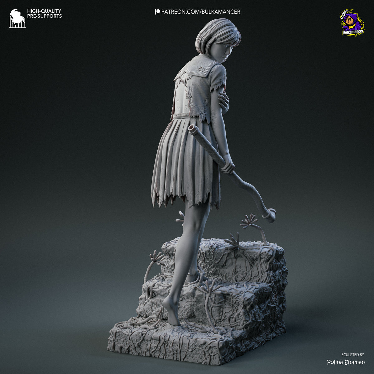 Japanese Horror Schoolgirl Resin Statue – Dark Psychological Horror Female Figure –Model Kit