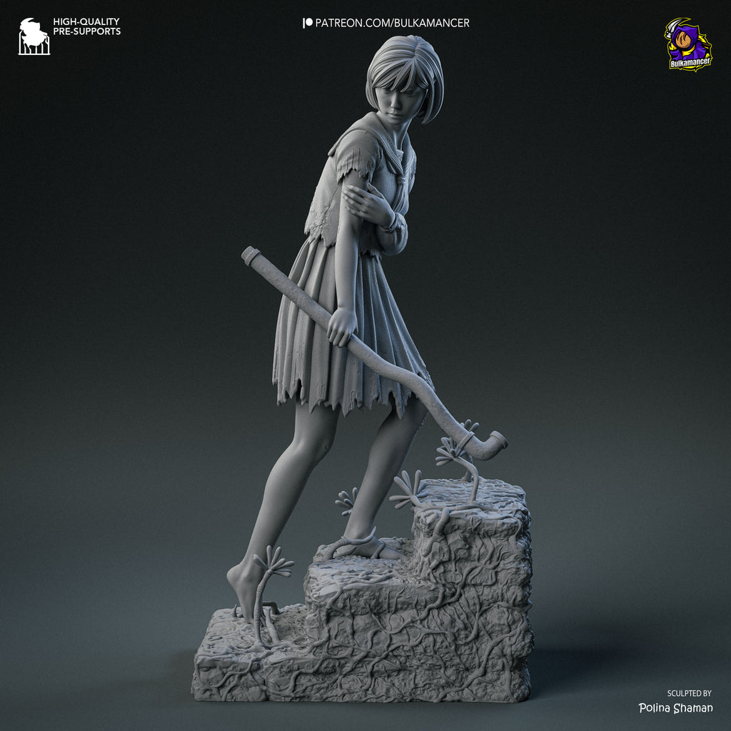 Japanese Horror Schoolgirl Resin Statue – Dark Psychological Horror Female Figure –Model Kit
