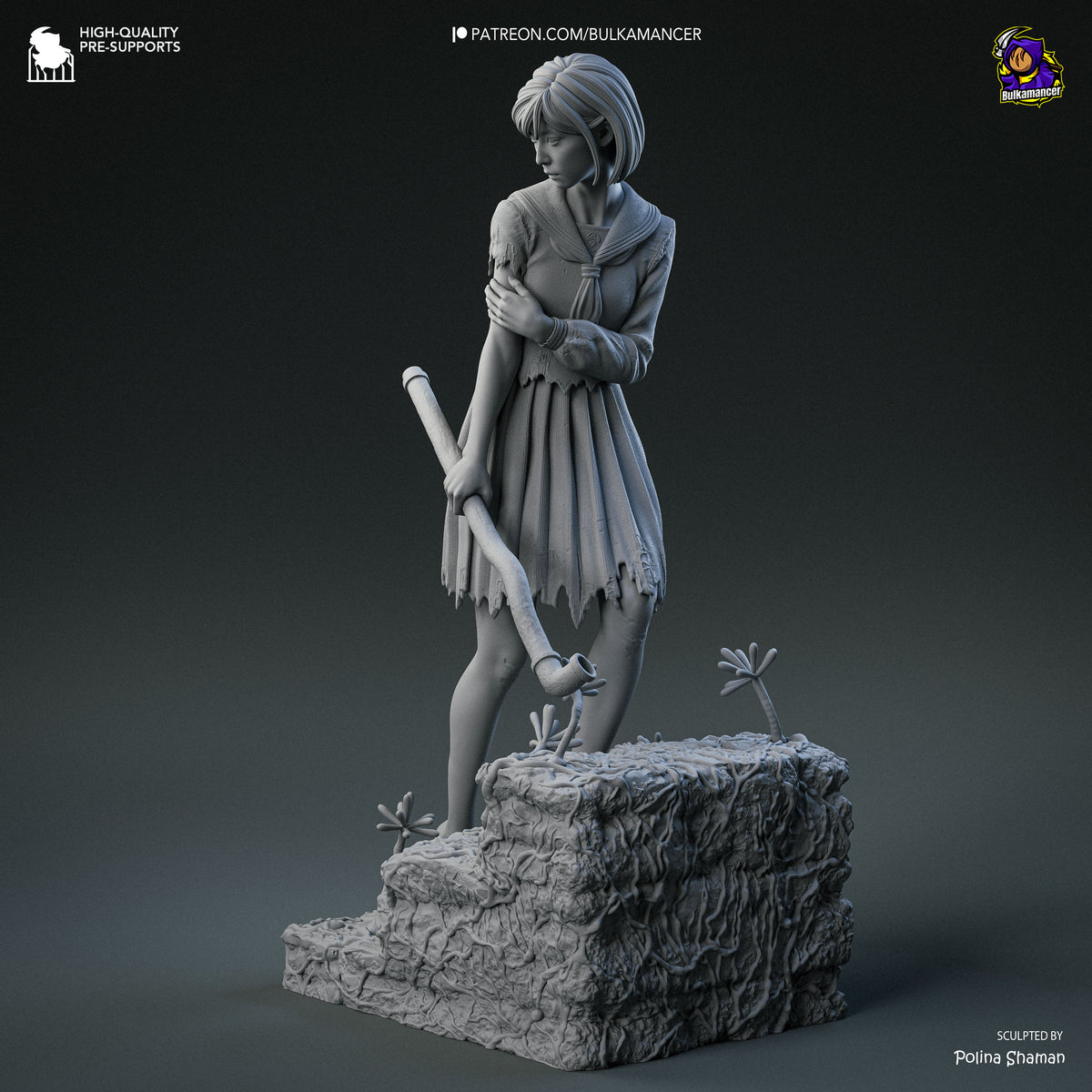 Japanese Horror Schoolgirl Resin Statue – Dark Psychological Horror Female Figure –Model Kit