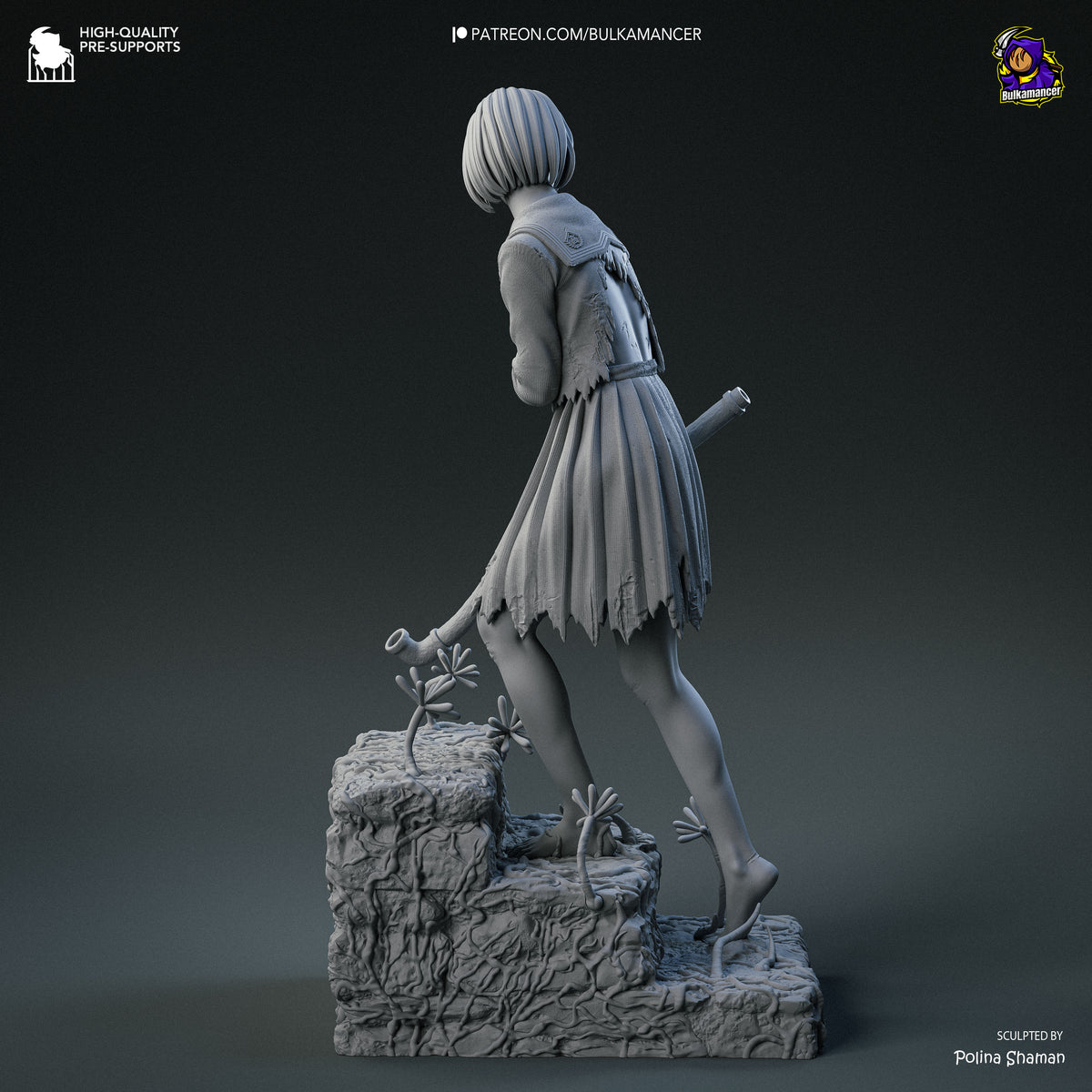 Japanese Horror Schoolgirl Resin Statue – Dark Psychological Horror Female Figure –Model Kit