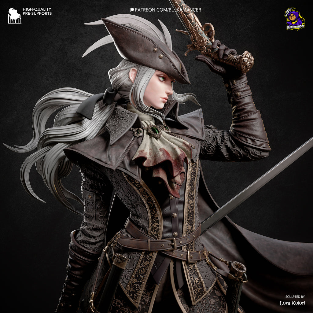 Gothic Hunter Woman Resin Statue – Victorian Swordfighter Figure – Dark Fantasy Model Kit