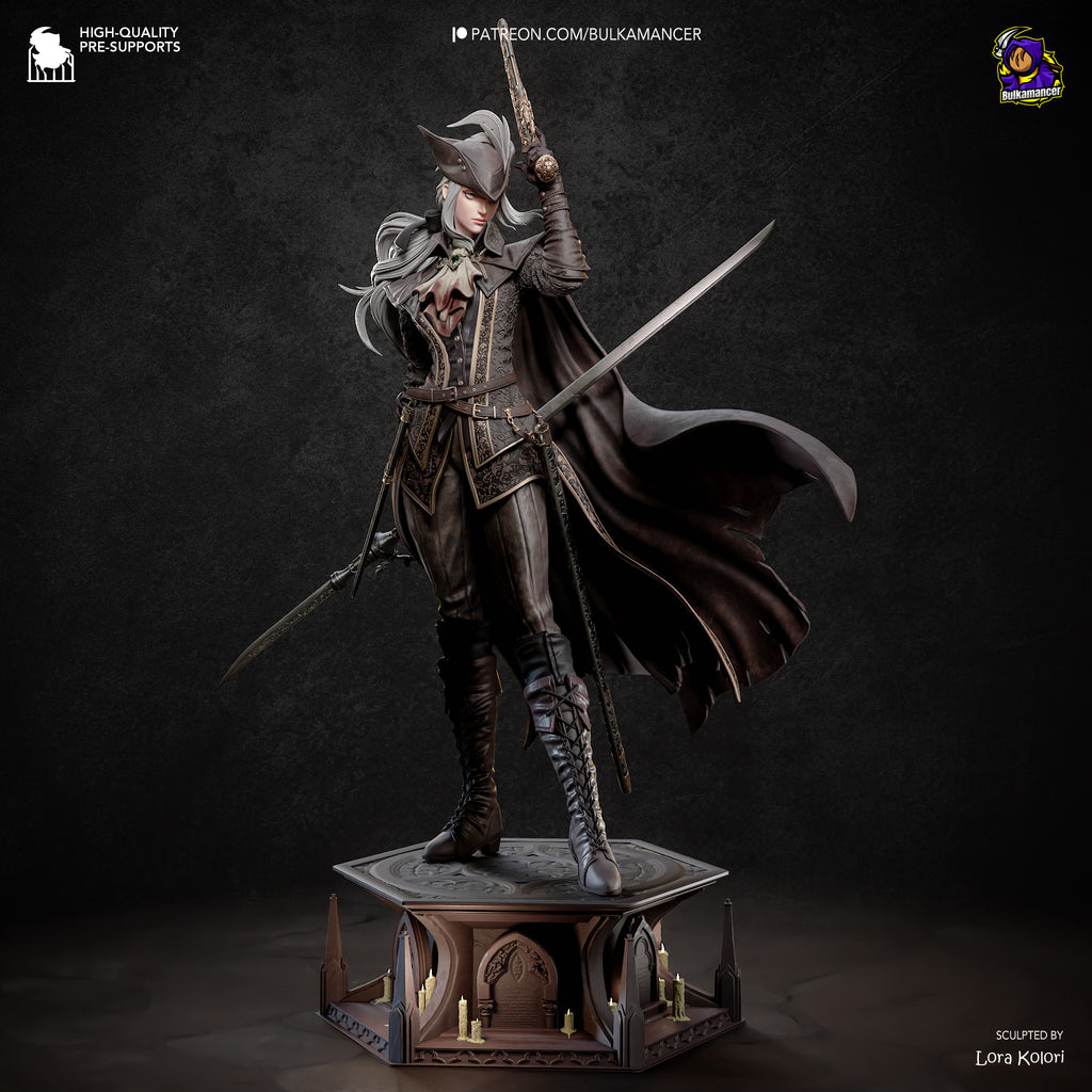 Gothic Hunter Woman Resin Statue – Victorian Swordfighter Figure – Dark Fantasy Model Kit