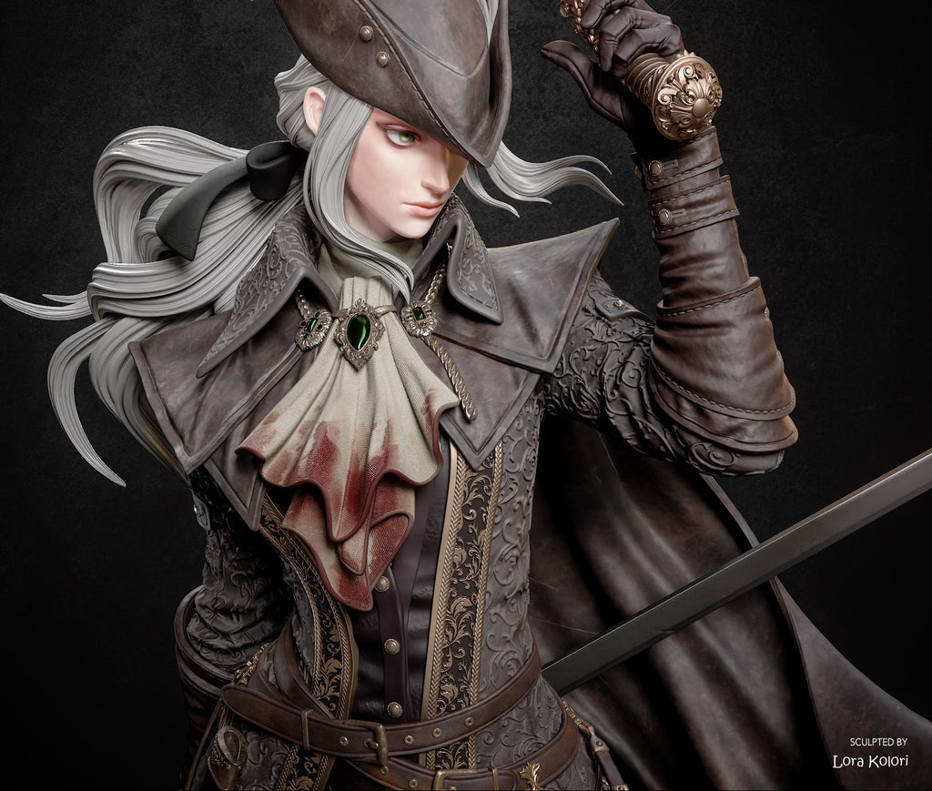 Gothic Hunter Woman Resin Statue – Victorian Swordfighter Figure – Dark Fantasy Model Kit