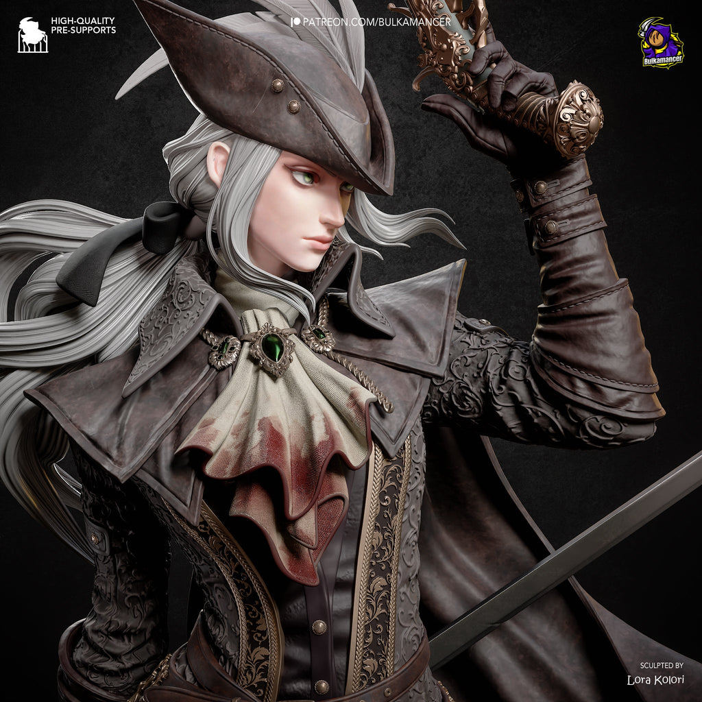 Gothic Hunter Woman Resin Statue – Victorian Swordfighter Figure – Dark Fantasy Model Kit