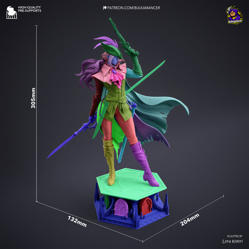 Gothic Hunter Woman Resin Statue – Victorian Swordfighter Figure – Dark Fantasy Model Kit