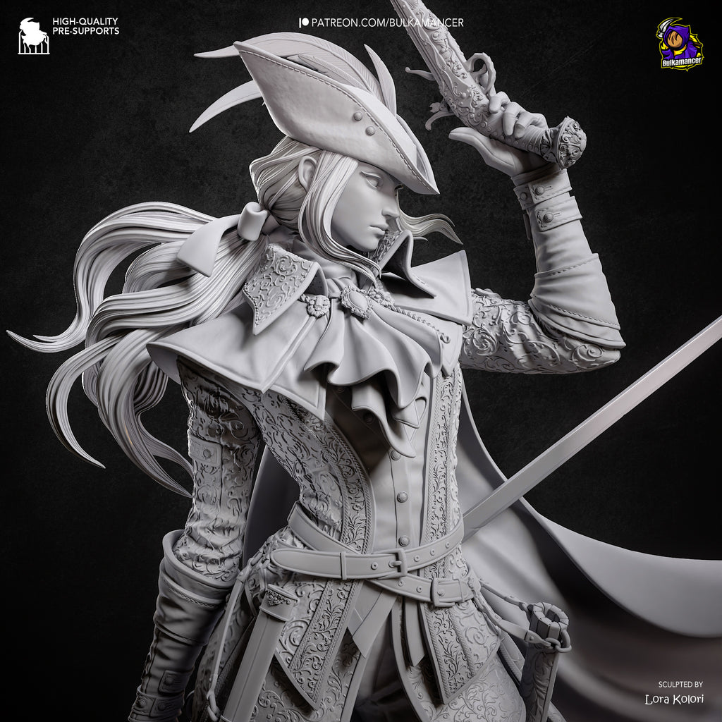 Gothic Hunter Woman Resin Statue – Victorian Swordfighter Figure – Dark Fantasy Model Kit