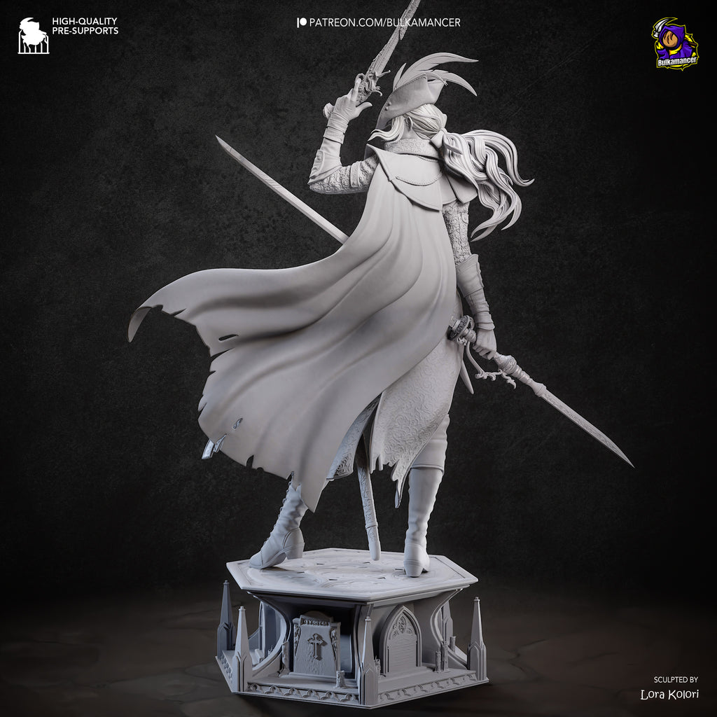 Gothic Hunter Woman Resin Statue – Victorian Swordfighter Figure – Dark Fantasy Model Kit
