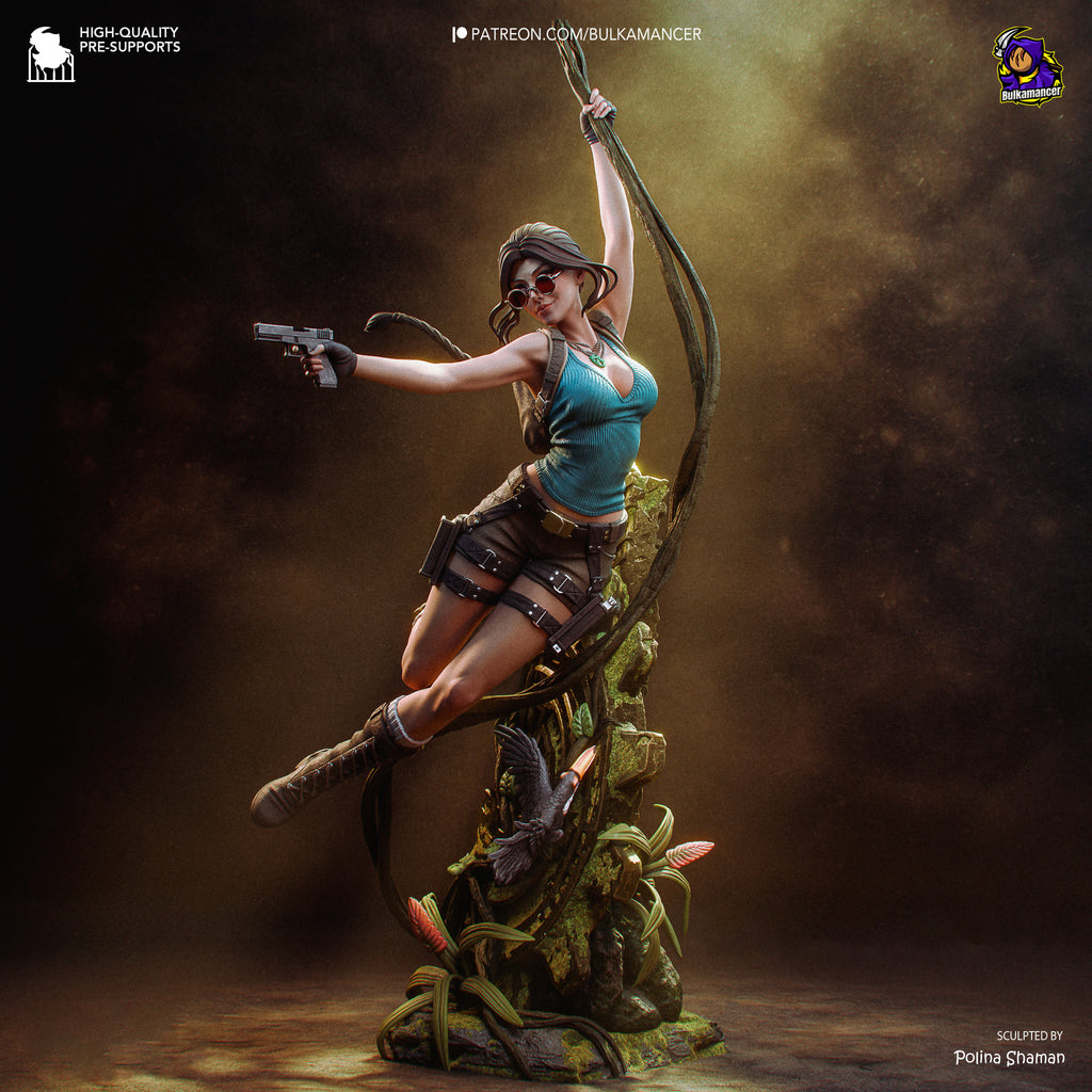 Ancient Ruins Explorer Resin Statue – Female Adventurer Figure – High Detail Display Piece