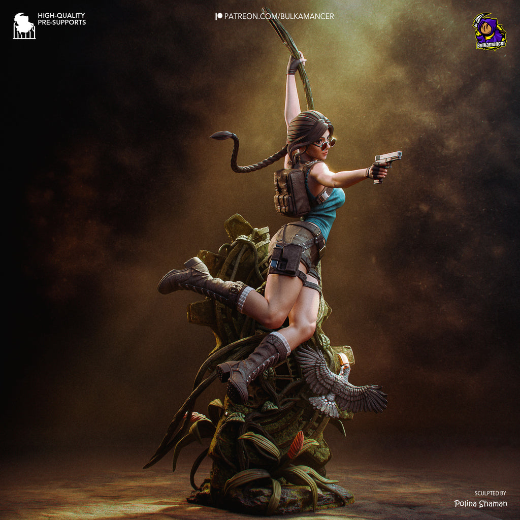 Ancient Ruins Explorer Resin Statue – Female Adventurer Figure – High Detail Display Piece