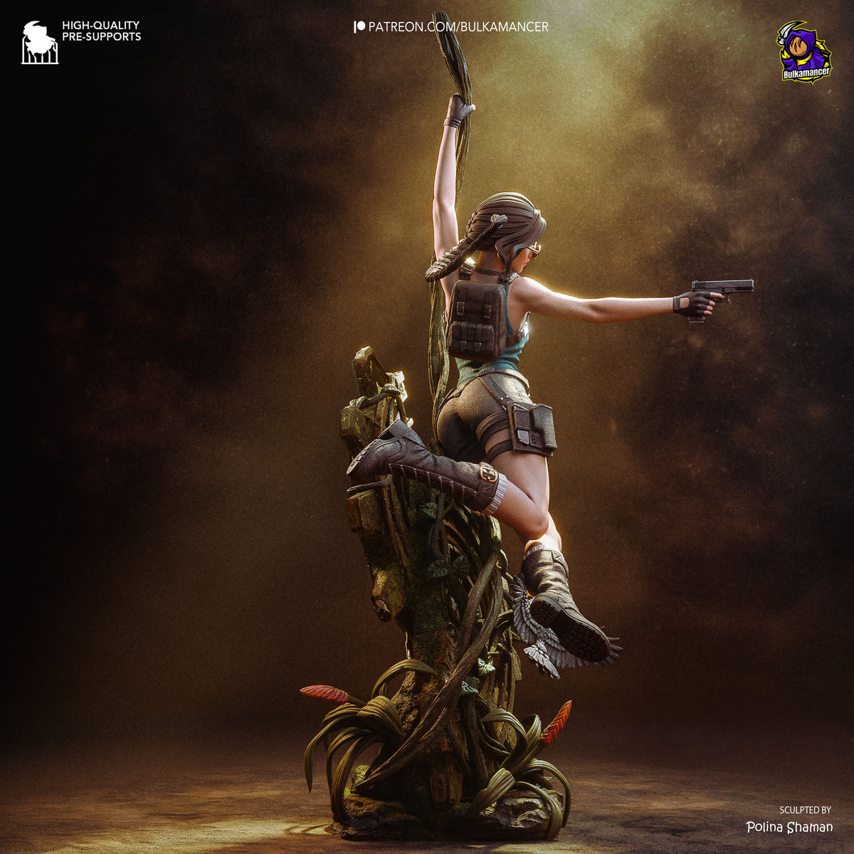 Ancient Ruins Explorer Resin Statue – Female Adventurer Figure – High Detail Display Piece