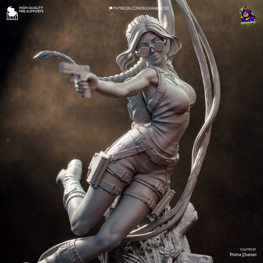 Ancient Ruins Explorer Resin Statue – Female Adventurer Figure – High Detail Display Piece