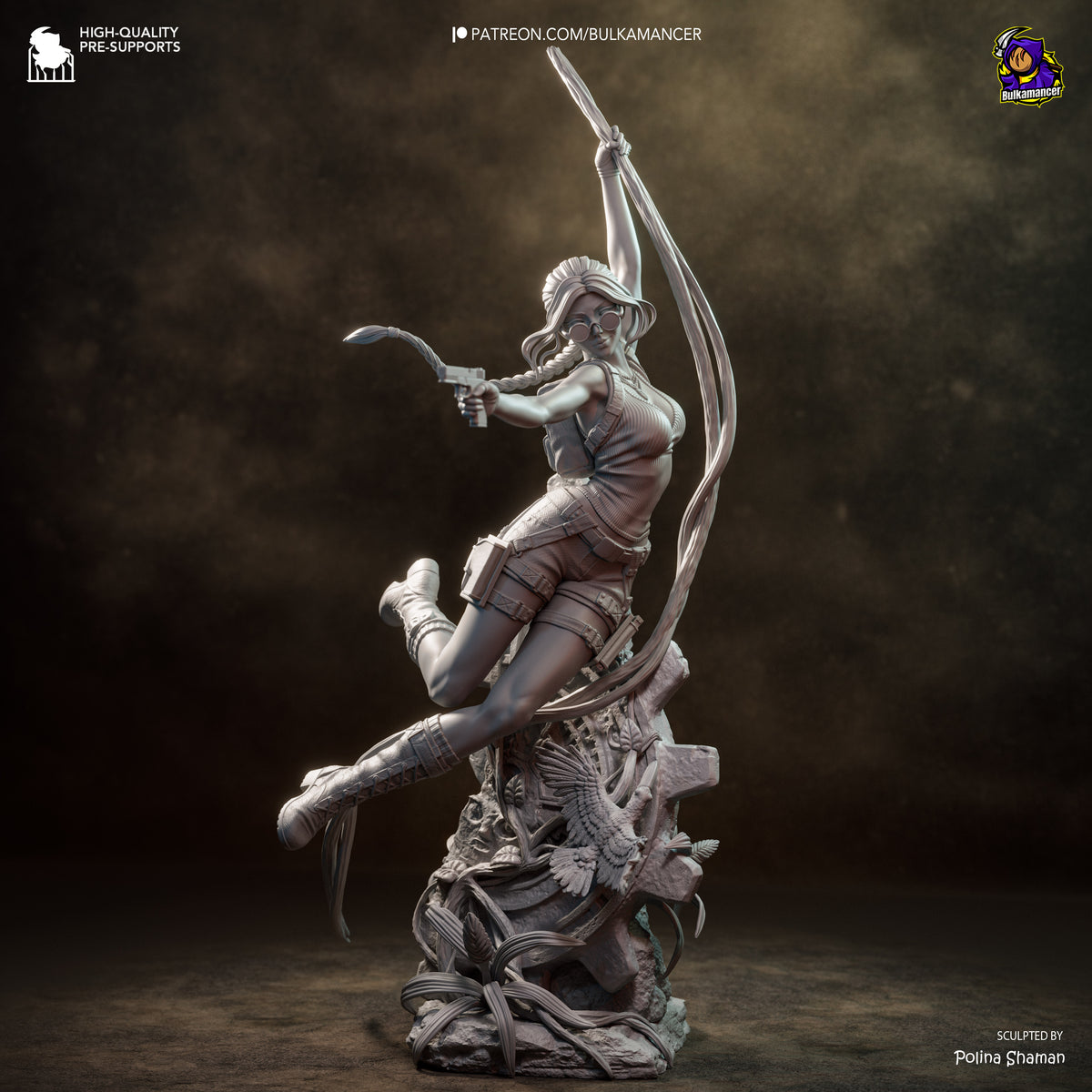 Ancient Ruins Explorer Resin Statue – Female Adventurer Figure – High Detail Display Piece