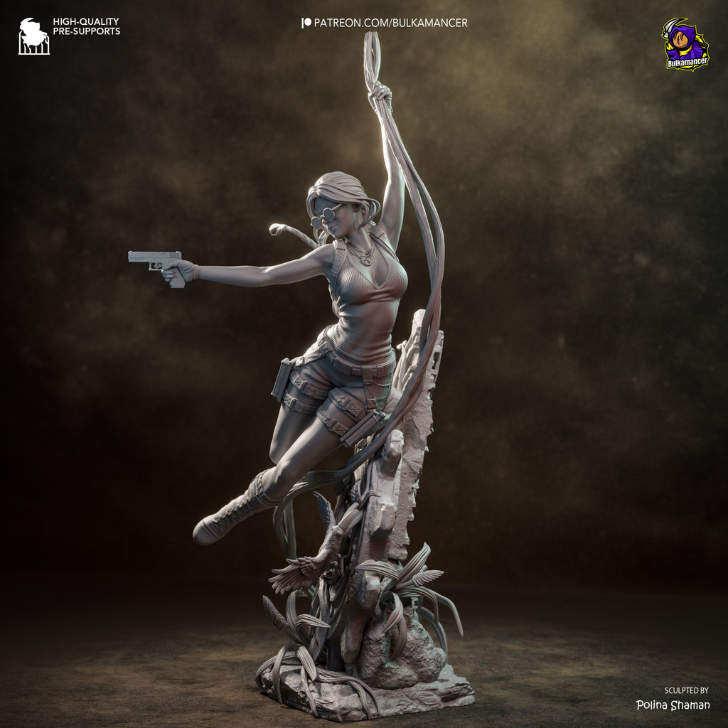 Ancient Ruins Explorer Resin Statue – Female Adventurer Figure – High Detail Display Piece