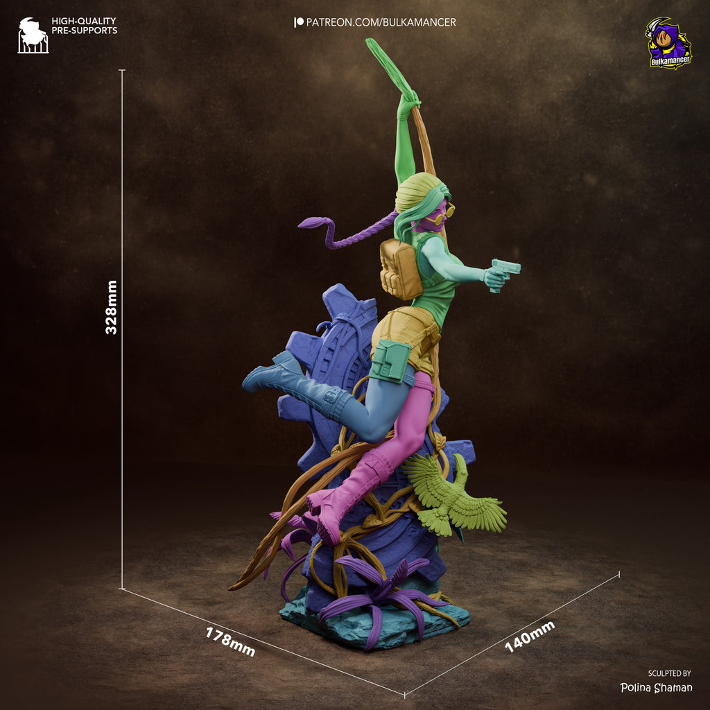 Ancient Ruins Explorer Resin Statue – Female Adventurer Figure – High Detail Display Piece