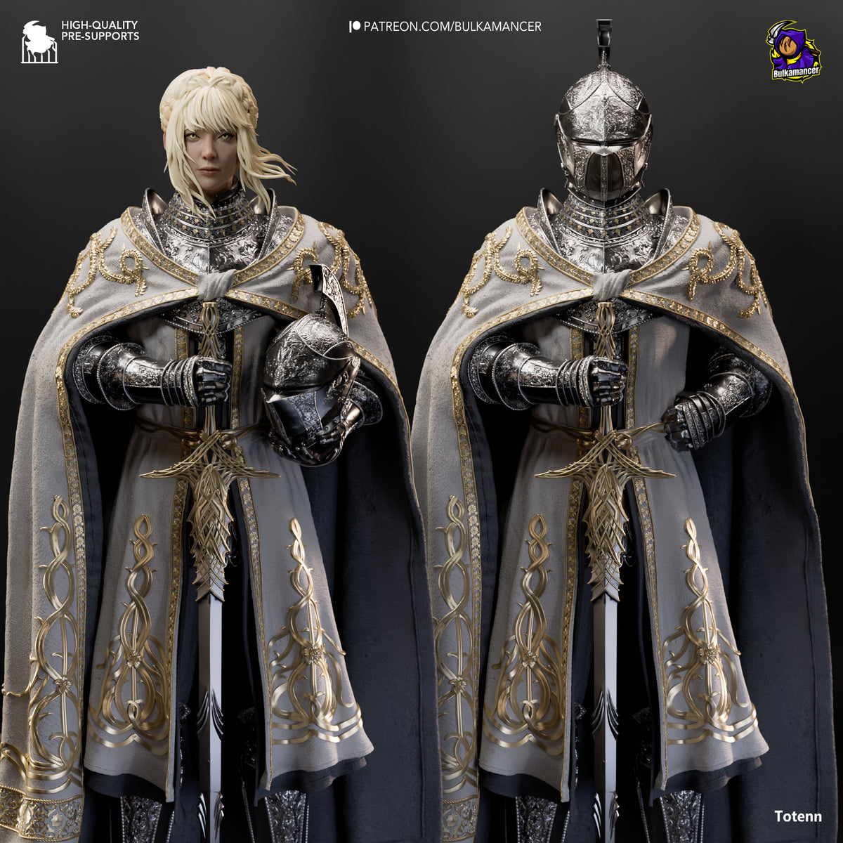 Golden Oath Knight Resin Statue – Dark Fantasy Female Paladin Figure –  Model Kit