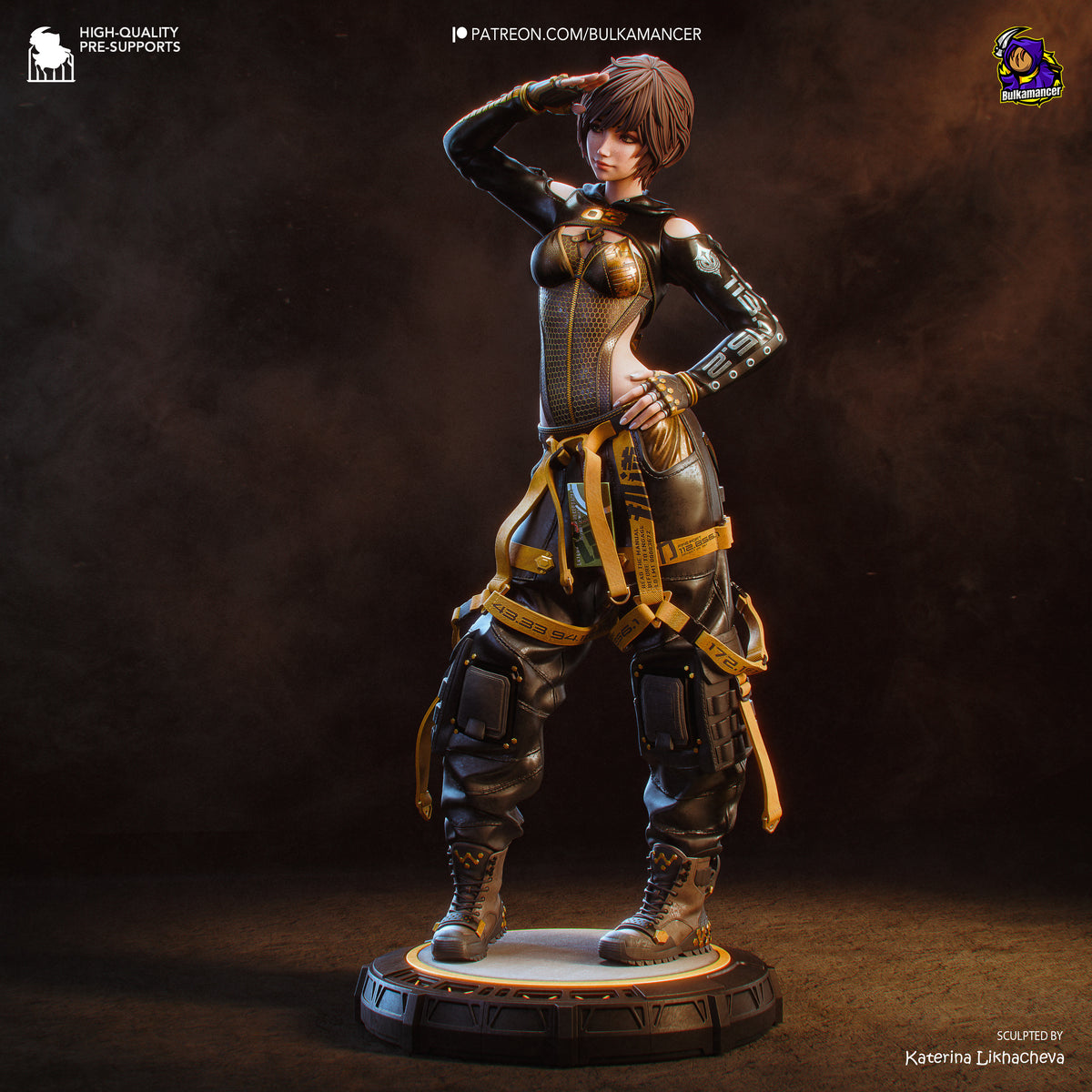 Futuristic Sci Fi Engineer Resin Statue – Anime Girl Technician Figure – Model Kit