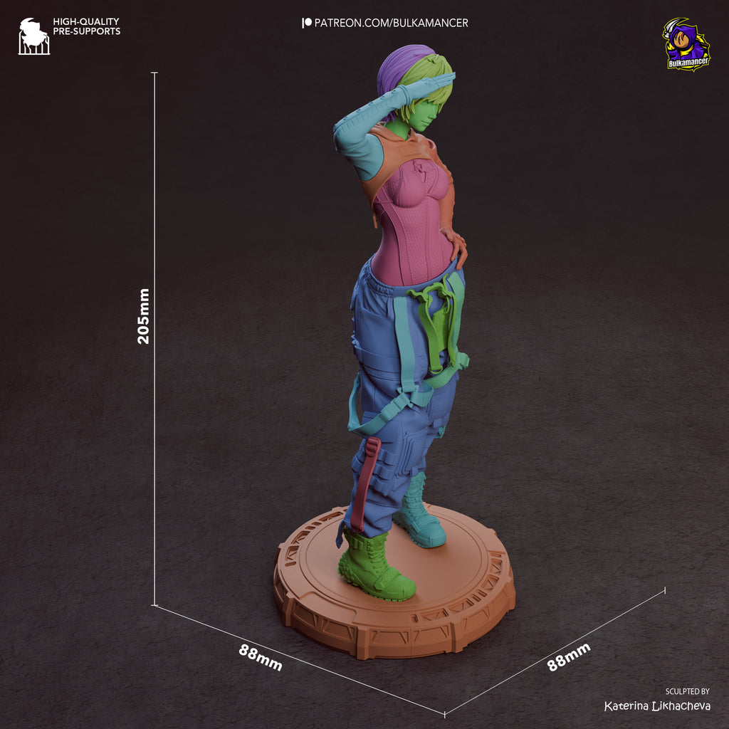 Futuristic Sci Fi Engineer Resin Statue – Anime Girl Technician Figure – Model Kit