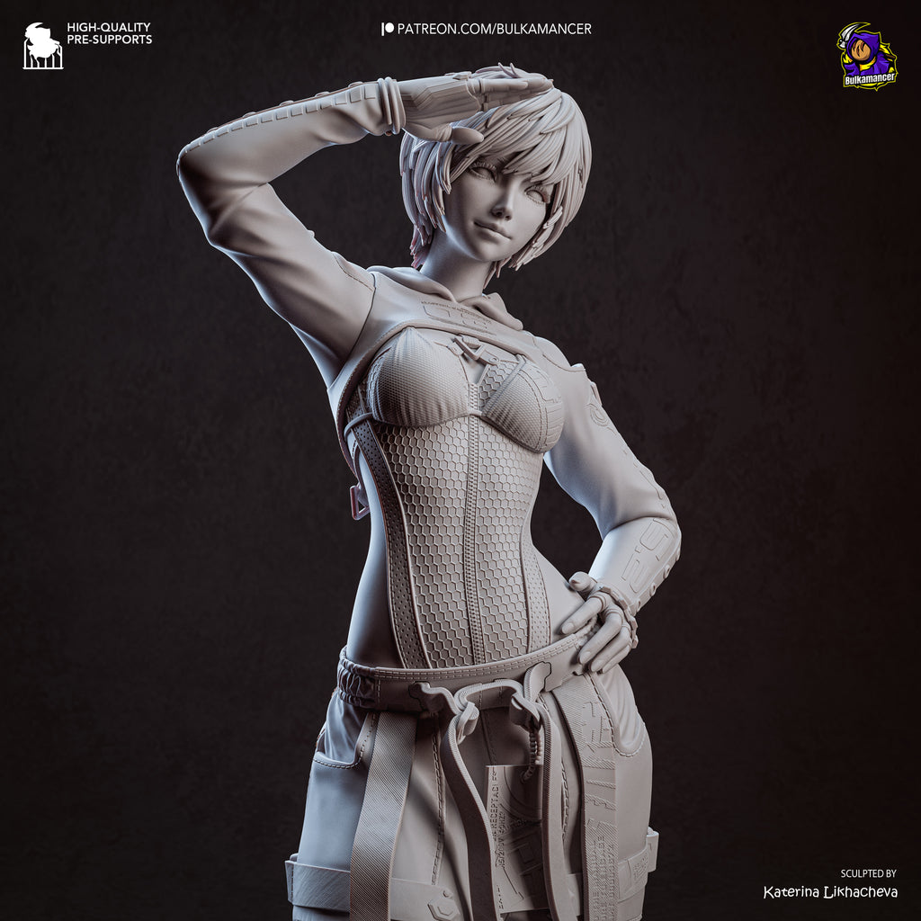 Futuristic Sci Fi Engineer Resin Statue – Anime Girl Technician Figure – Model Kit