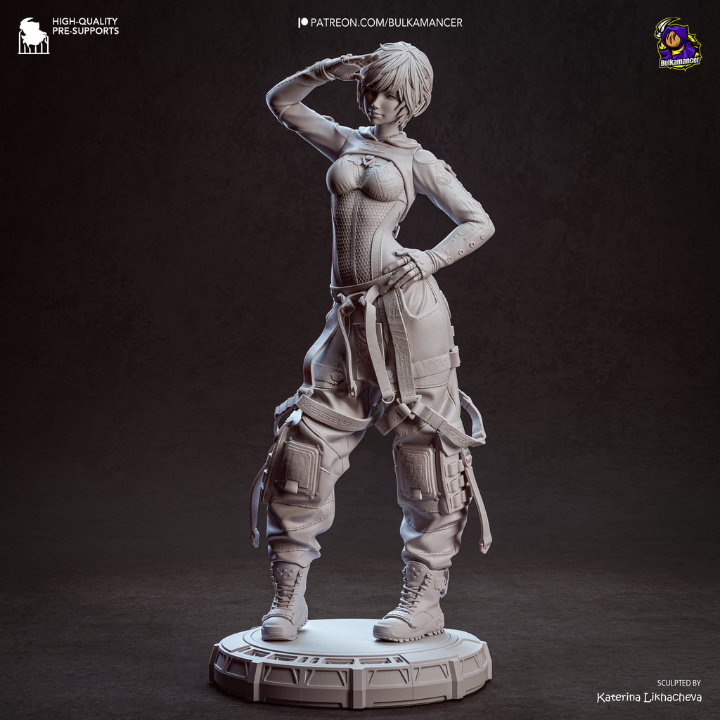 Futuristic Sci Fi Engineer Resin Statue – Anime Girl Technician Figure – Model Kit