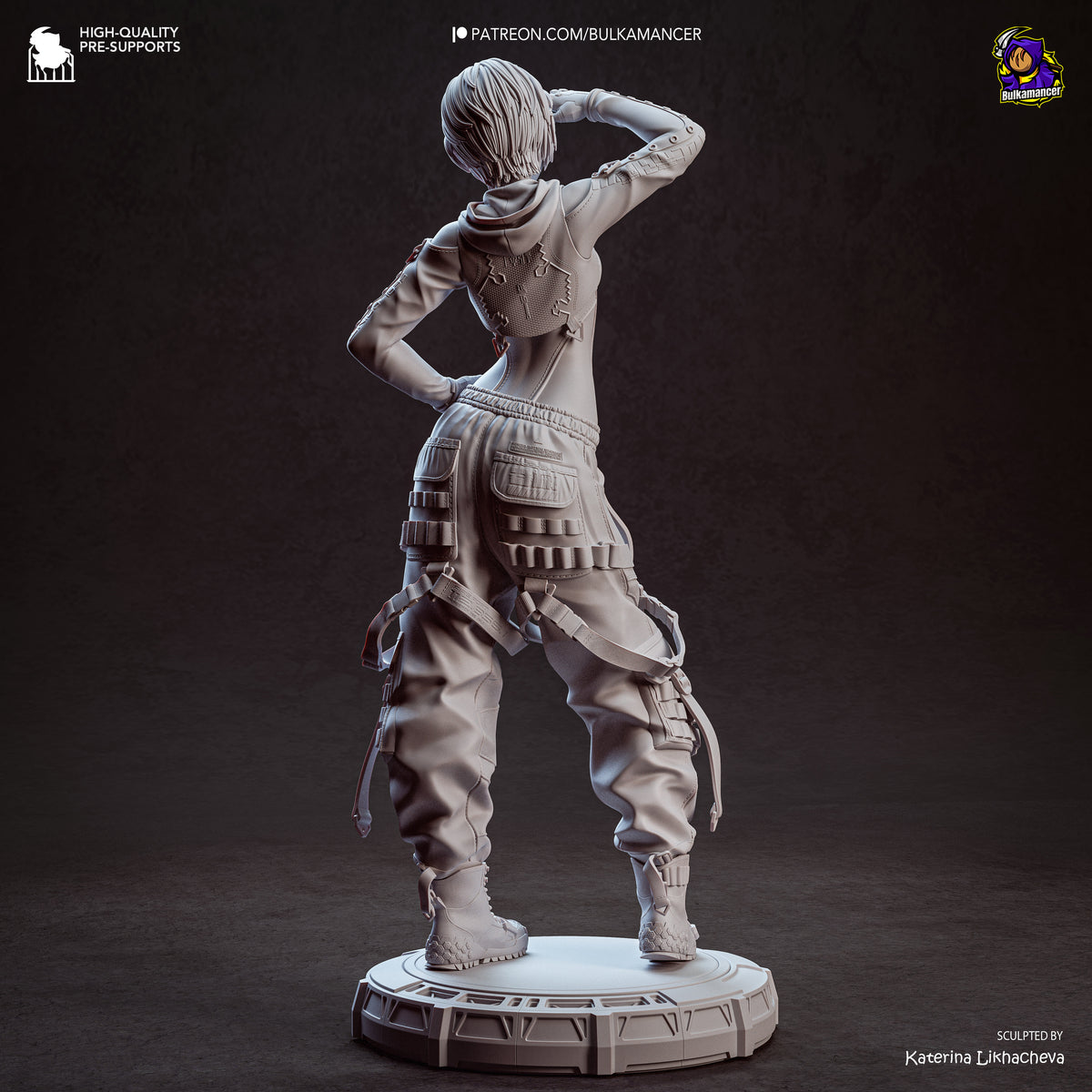 Futuristic Sci Fi Engineer Resin Statue – Anime Girl Technician Figure – Model Kit