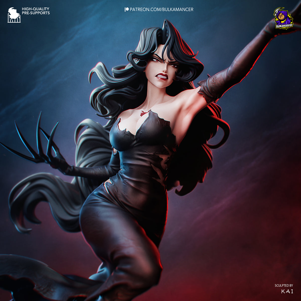 Gothic Dark Sorceress Resin Statue – Elegant Anime Villainess Figure –  Model Kit