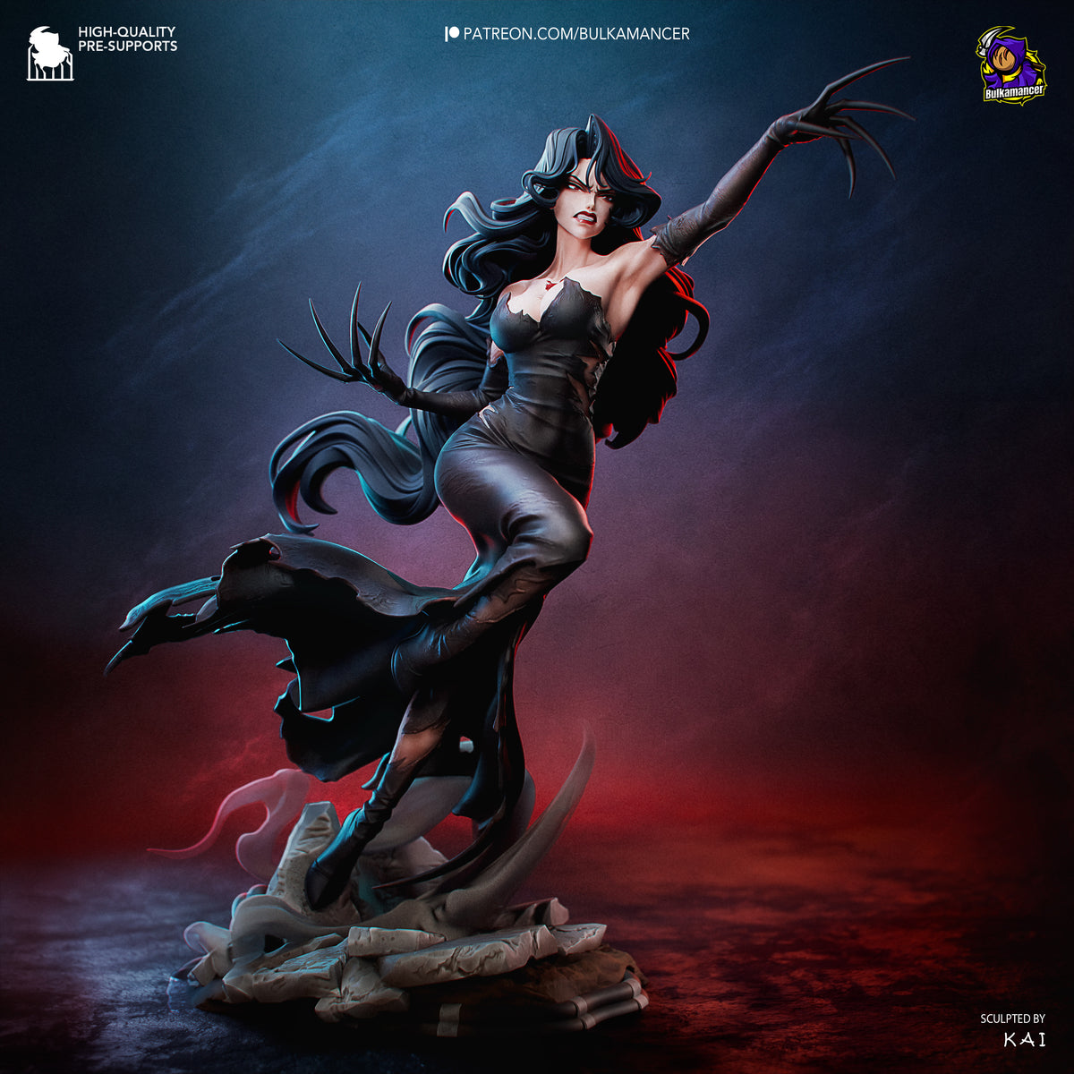 Gothic Dark Sorceress Resin Statue – Elegant Anime Villainess Figure –  Model Kit