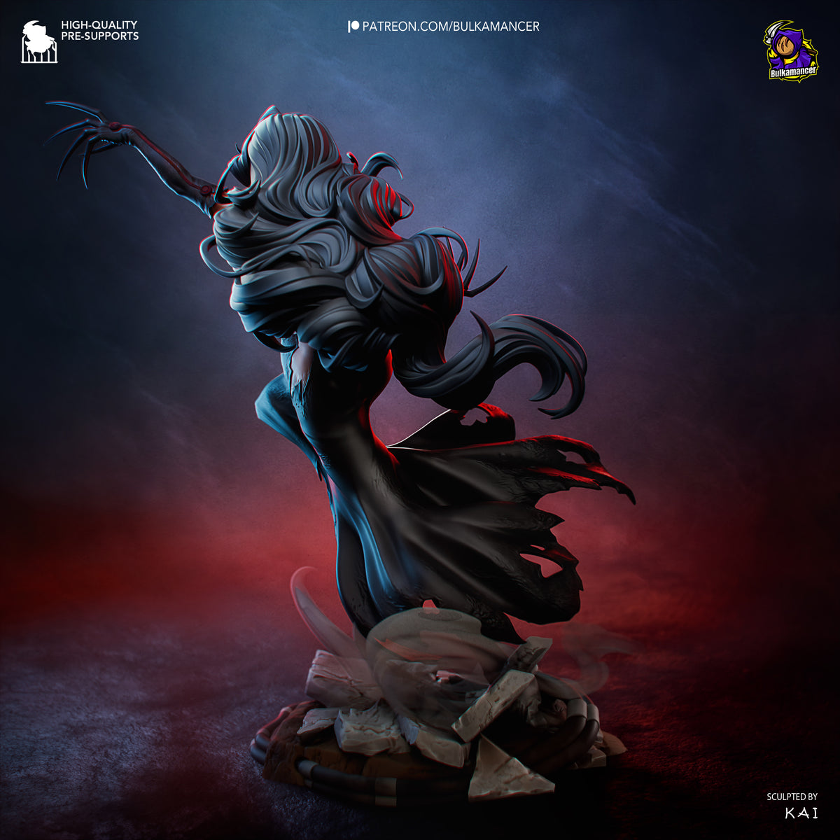 Gothic Dark Sorceress Resin Statue – Elegant Anime Villainess Figure –  Model Kit