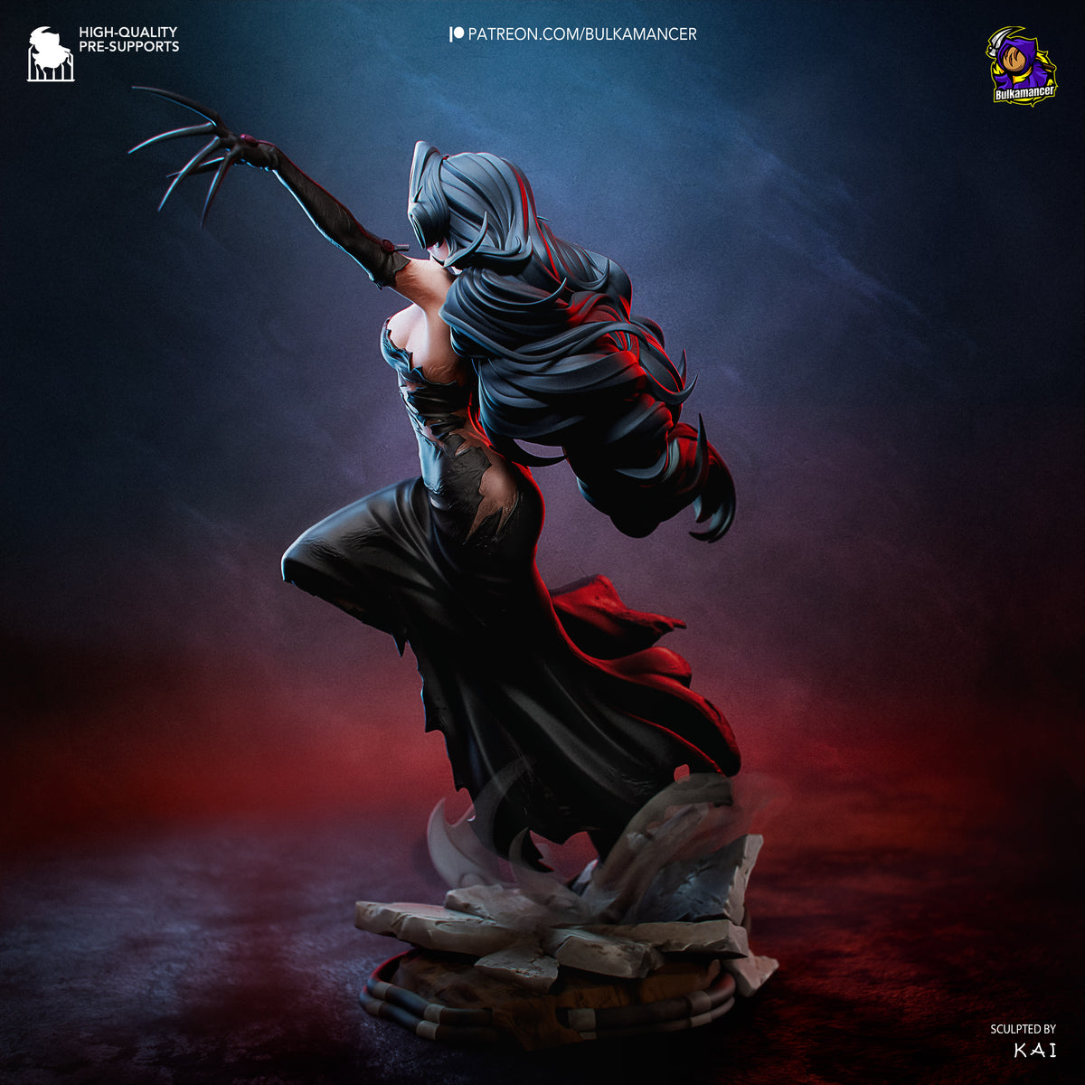 Gothic Dark Sorceress Resin Statue – Elegant Anime Villainess Figure –  Model Kit