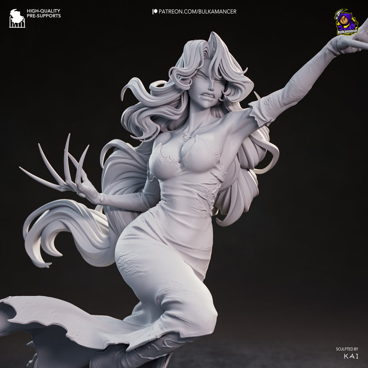 Gothic Dark Sorceress Resin Statue – Elegant Anime Villainess Figure –  Model Kit