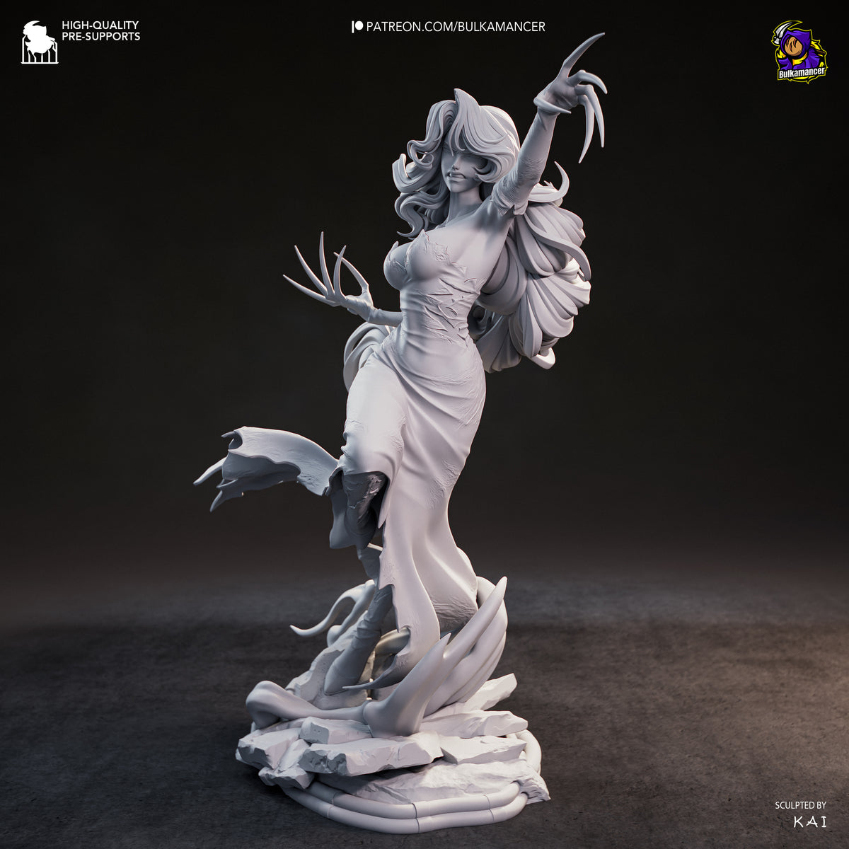 Gothic Dark Sorceress Resin Statue – Elegant Anime Villainess Figure –  Model Kit