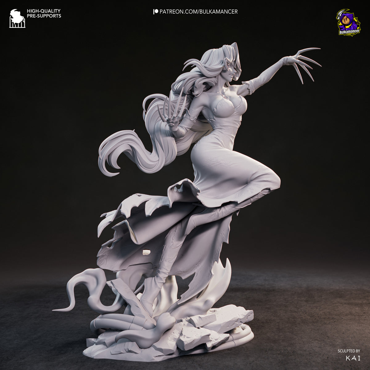 Gothic Dark Sorceress Resin Statue – Elegant Anime Villainess Figure –  Model Kit