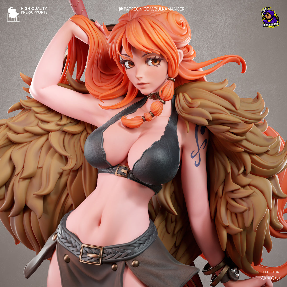 Tropical Pirate Navigator Resin Statue – Orange Haired Adventurer Figure – Model Kit – High Detail Collectible