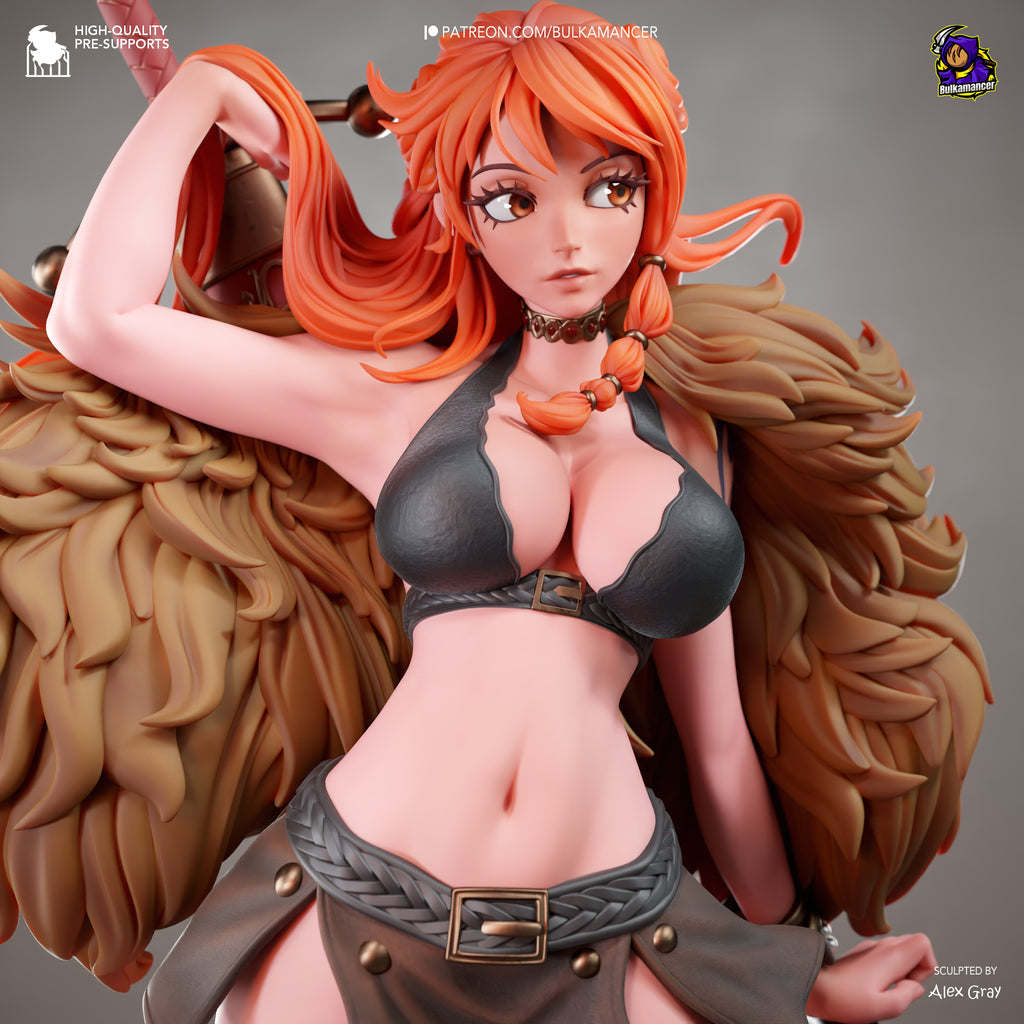 Tropical Pirate Navigator Resin Statue – Orange Haired Adventurer Figure – Model Kit – High Detail Collectible