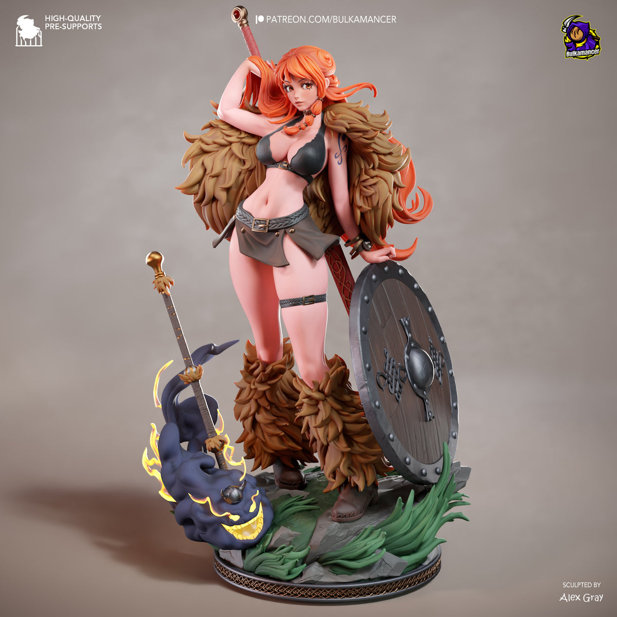 Tropical Pirate Navigator Resin Statue – Orange Haired Adventurer Figure – Model Kit – High Detail Collectible