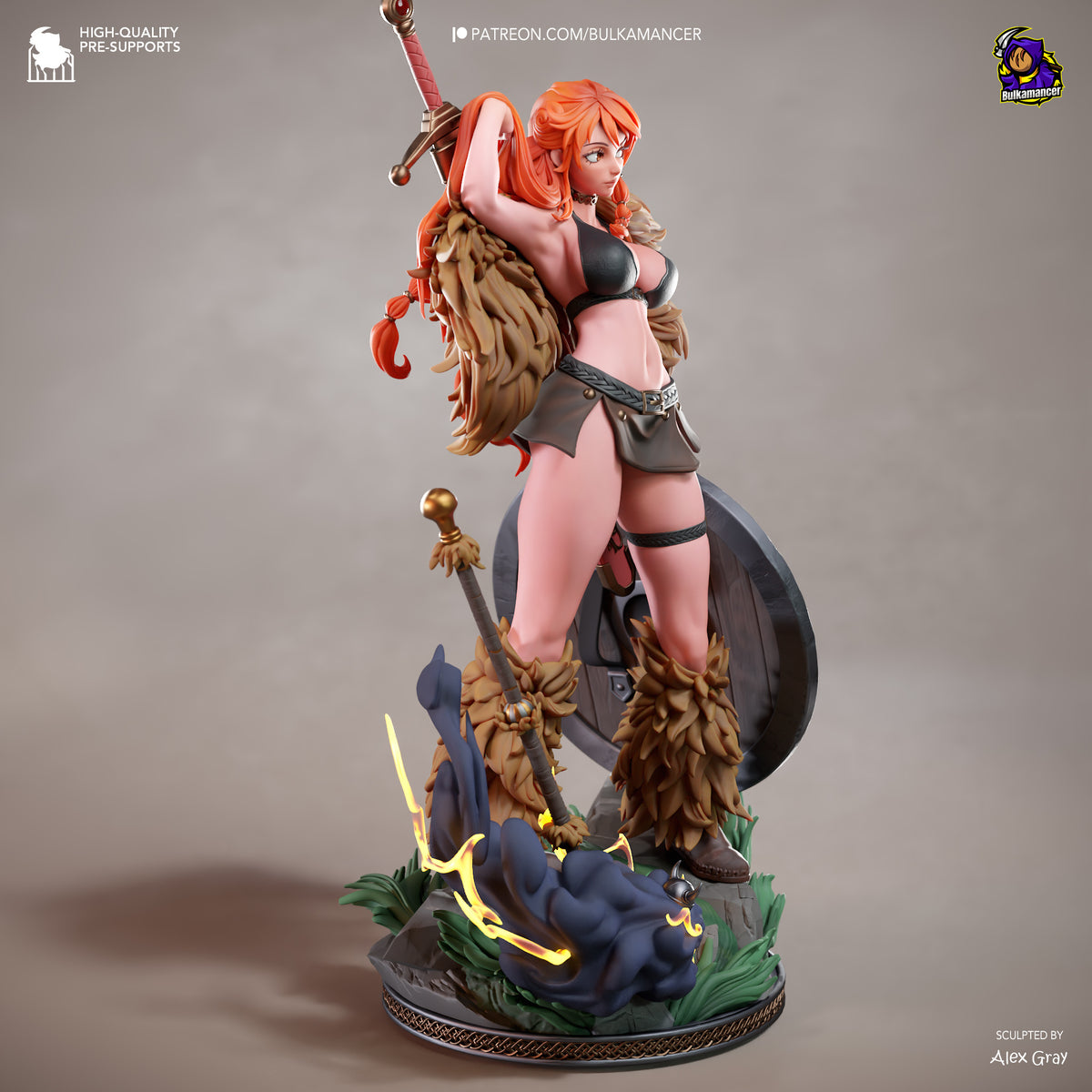 Tropical Pirate Navigator Resin Statue – Orange Haired Adventurer Figure – Model Kit – High Detail Collectible