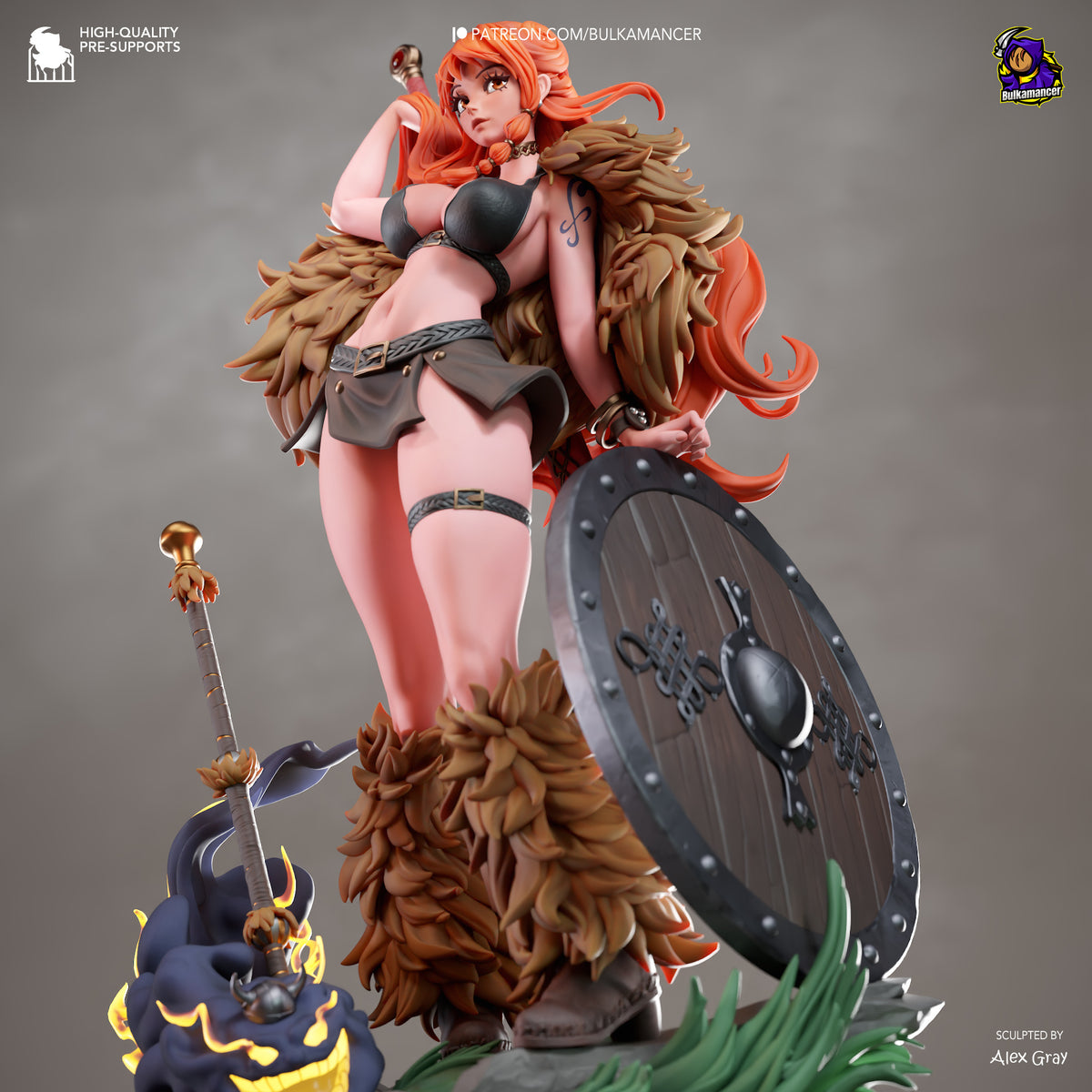 Tropical Pirate Navigator Resin Statue – Orange Haired Adventurer Figure – Model Kit – High Detail Collectible