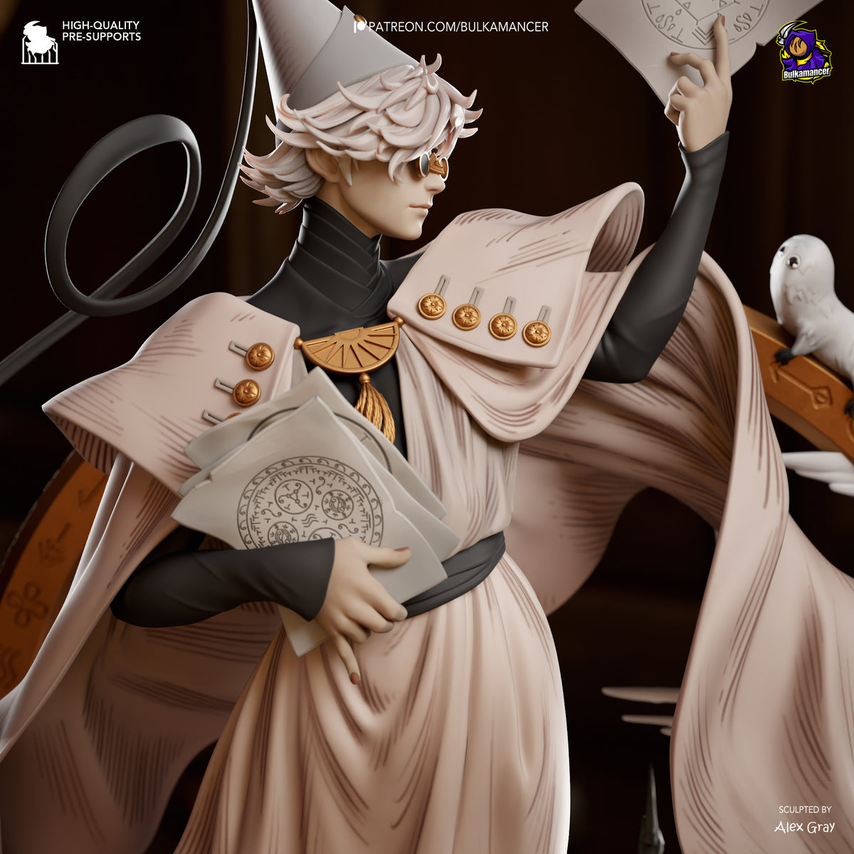Mystic Wizard Mentor Resin Statue – Magical Fantasy Mage Figure – Model Kit – High Detail Collectible